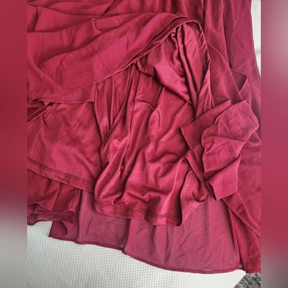 Lulu's Divine Evening Burgundy Lace Chiffon Maxi Dress Sz M Formal Wedding Party - Picture 3 of 16